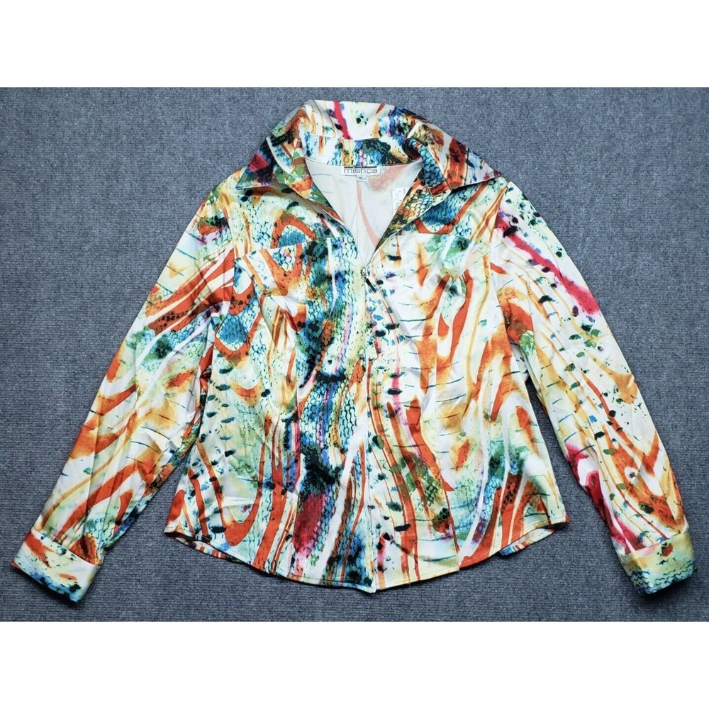 Mishca Blazer Jacket Womens XL Multicolor Full Zip Long Sleeve Collared New